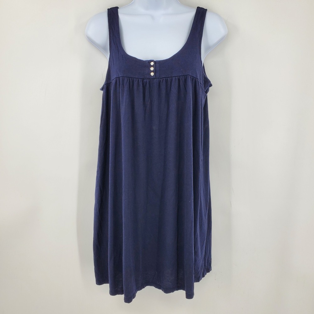 J. Crew Navy Blue Babydoll Henley Sleeveless Mini Dress‎ Small Y2K Minimalist